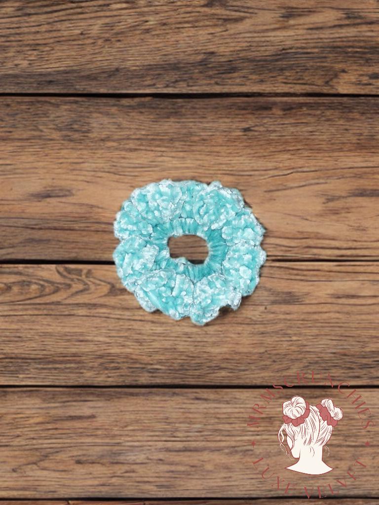 Mini Aqua Luxe Velvet Scrunchie