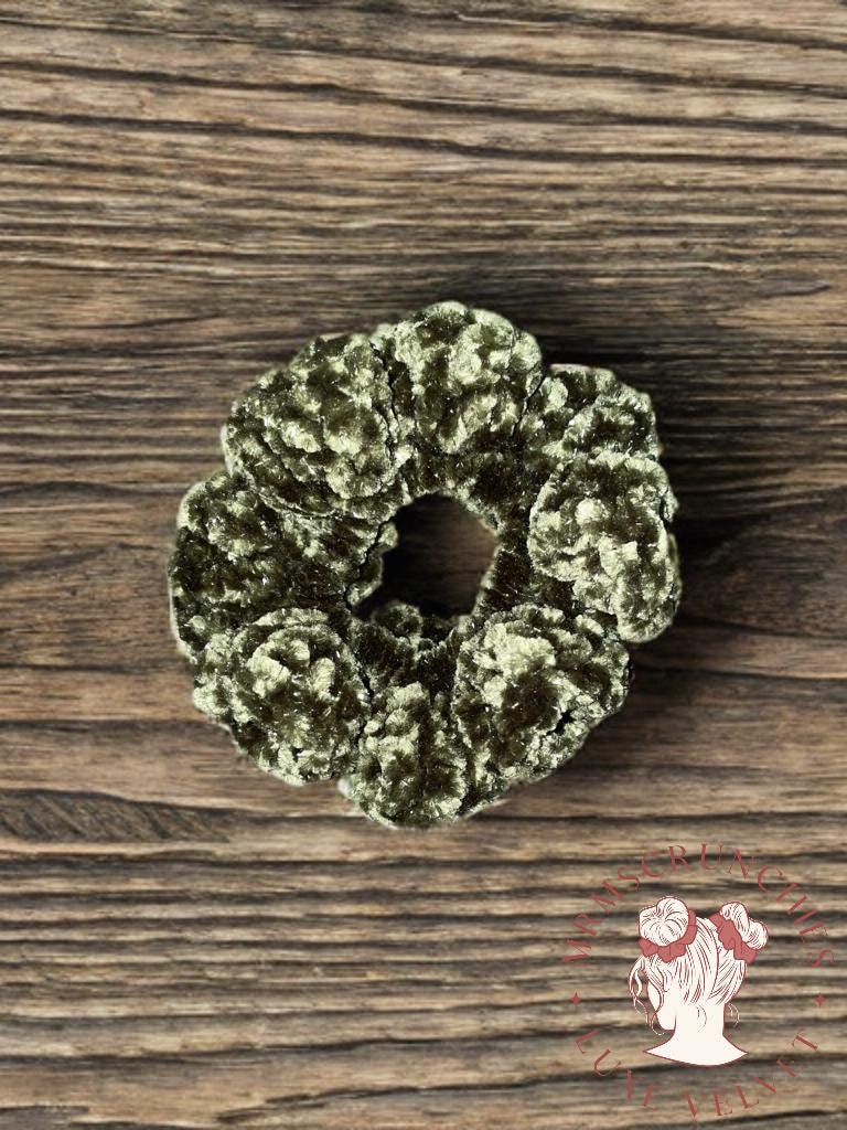 Small Forest Green Luxe Velvet Scrunchie (Sparkle)