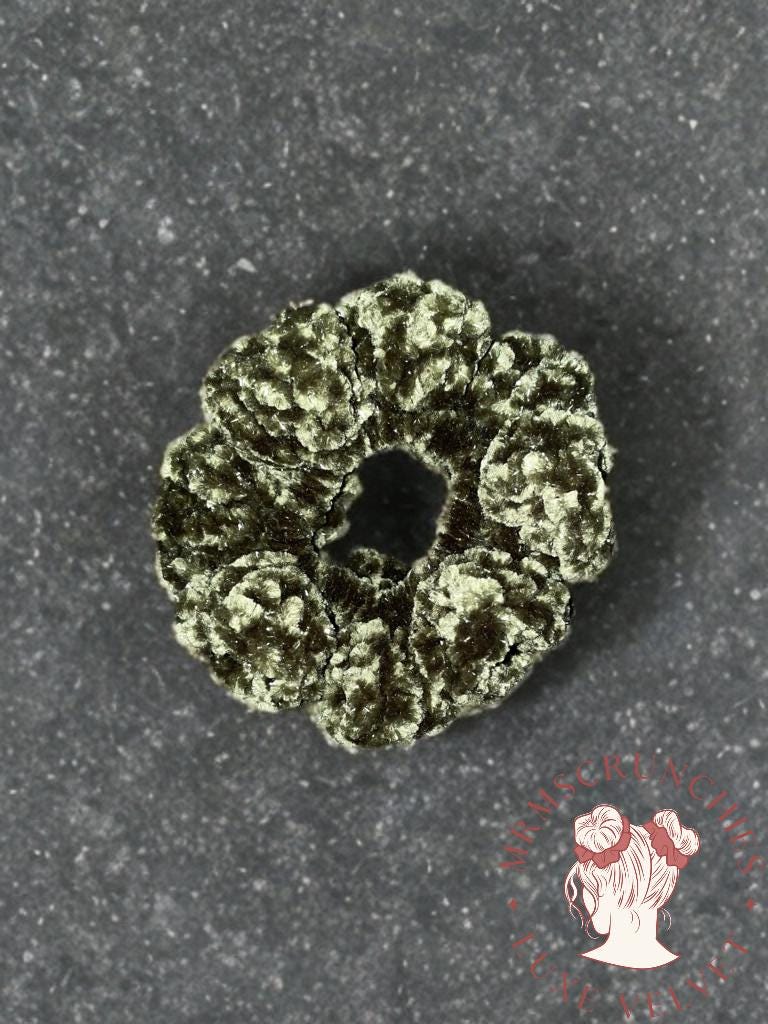 Small Forest Green Luxe Velvet Scrunchie (Sparkle)