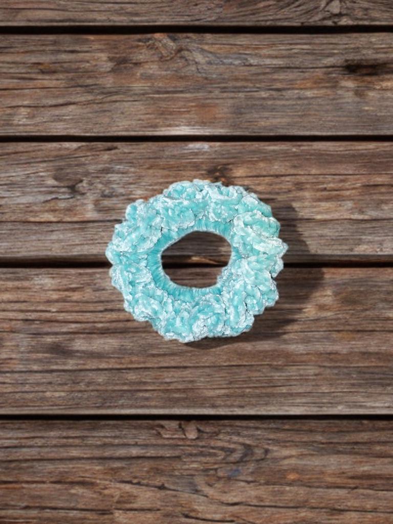 Small Aqua Luxe Velvet Scrunchie