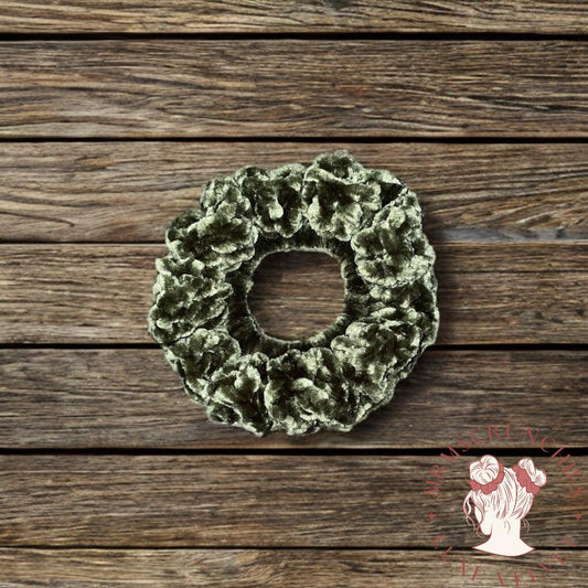 Large Forest Green Luxe Velvet Scrunchie (Sparkle)