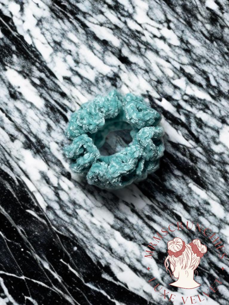 Large Aqua Luxe Velvet Scrunchie