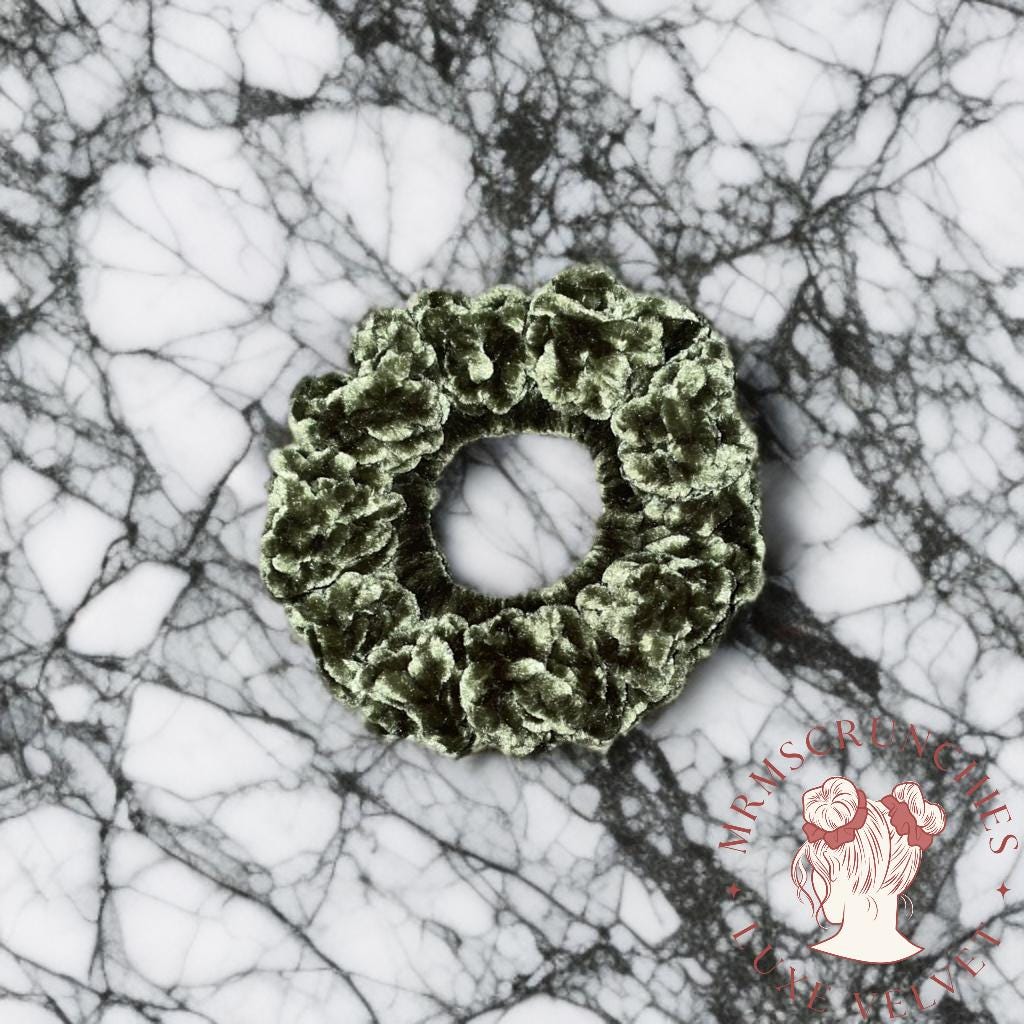 Large Forest Green Luxe Velvet Scrunchie (Sparkle)