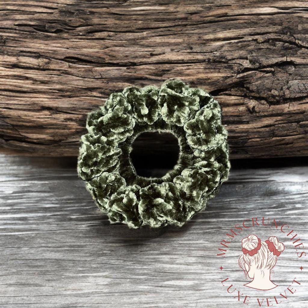 Large Forest Green Luxe Velvet Scrunchie (Sparkle)