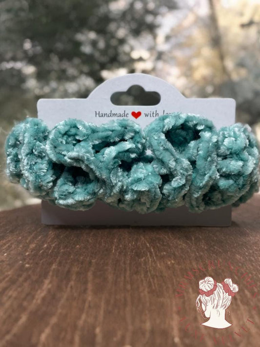 Large Aqua Luxe Velvet Scrunchie