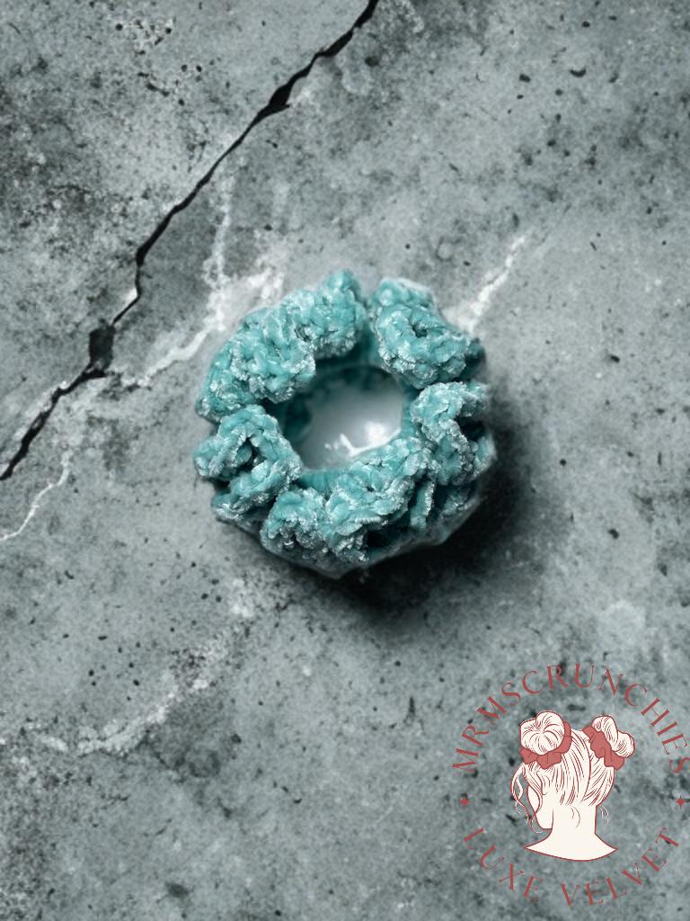 Large Aqua Luxe Velvet Scrunchie