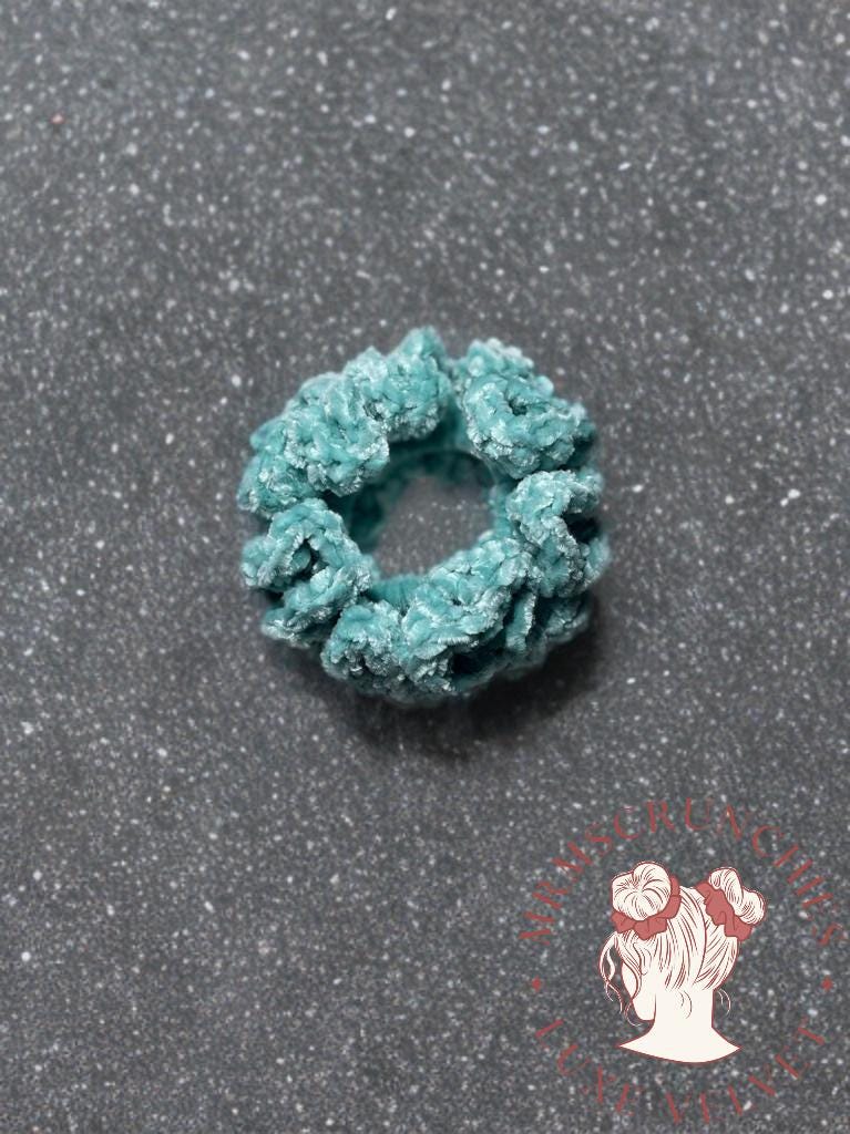 Large Aqua Luxe Velvet Scrunchie